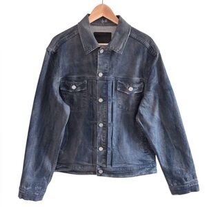 PURPLE BRAND Mens Distressed Denim Trucker Jacket Blue Size Xl